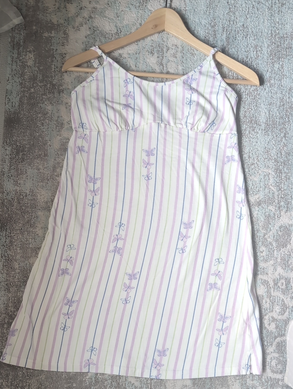 La Vie En Rose White Chemise with Lavender & Light Green Stripes